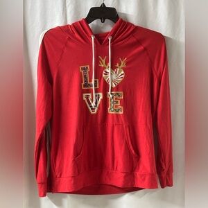 No boundaries Red‎ LOVE light weight Hoodie with Reindeer Heart Size L (11-13)